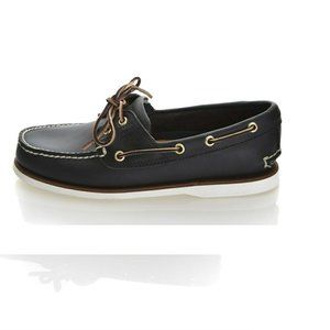 Timberland Mens 2 Eye Classic Handsewn Leather Boat Shoes Navy Blue Style 74036